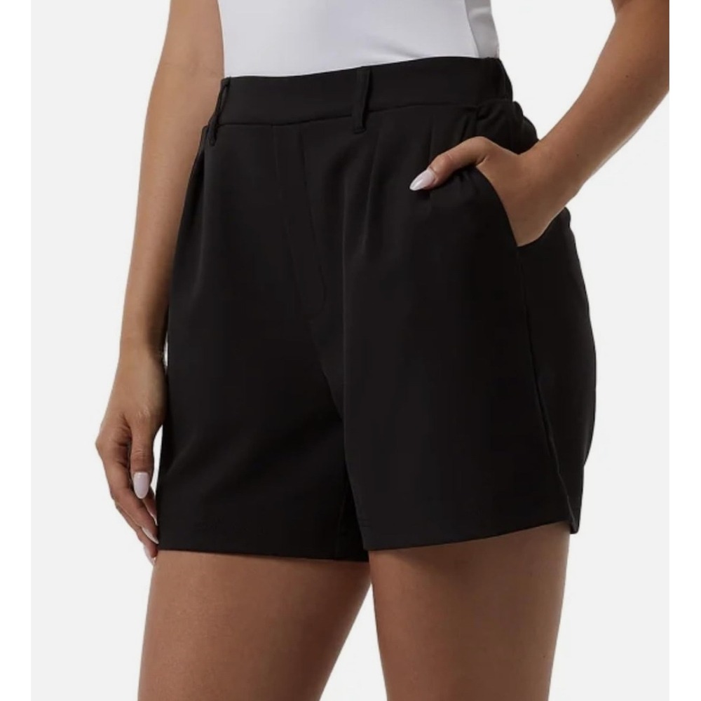 32 Degrees Cool Pleated Shorts Plus Size XXL Black High Rise